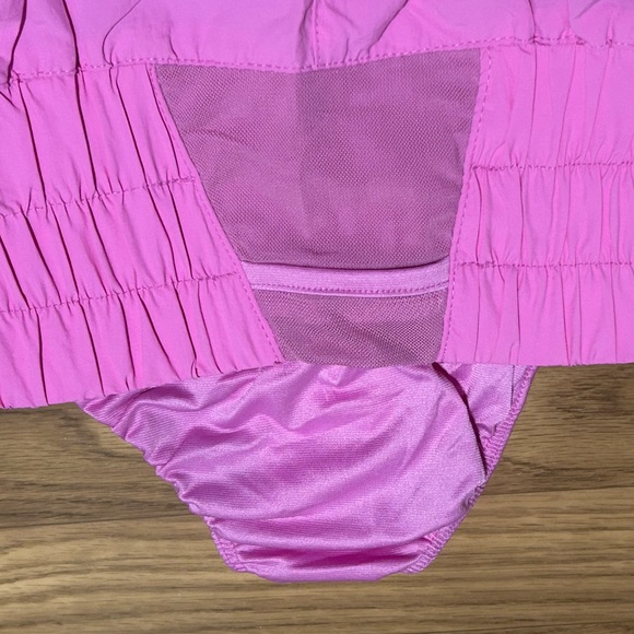 Zenana Neon Hot Pink windbreaker smocked waistband shorts. - Picture 3 of 3